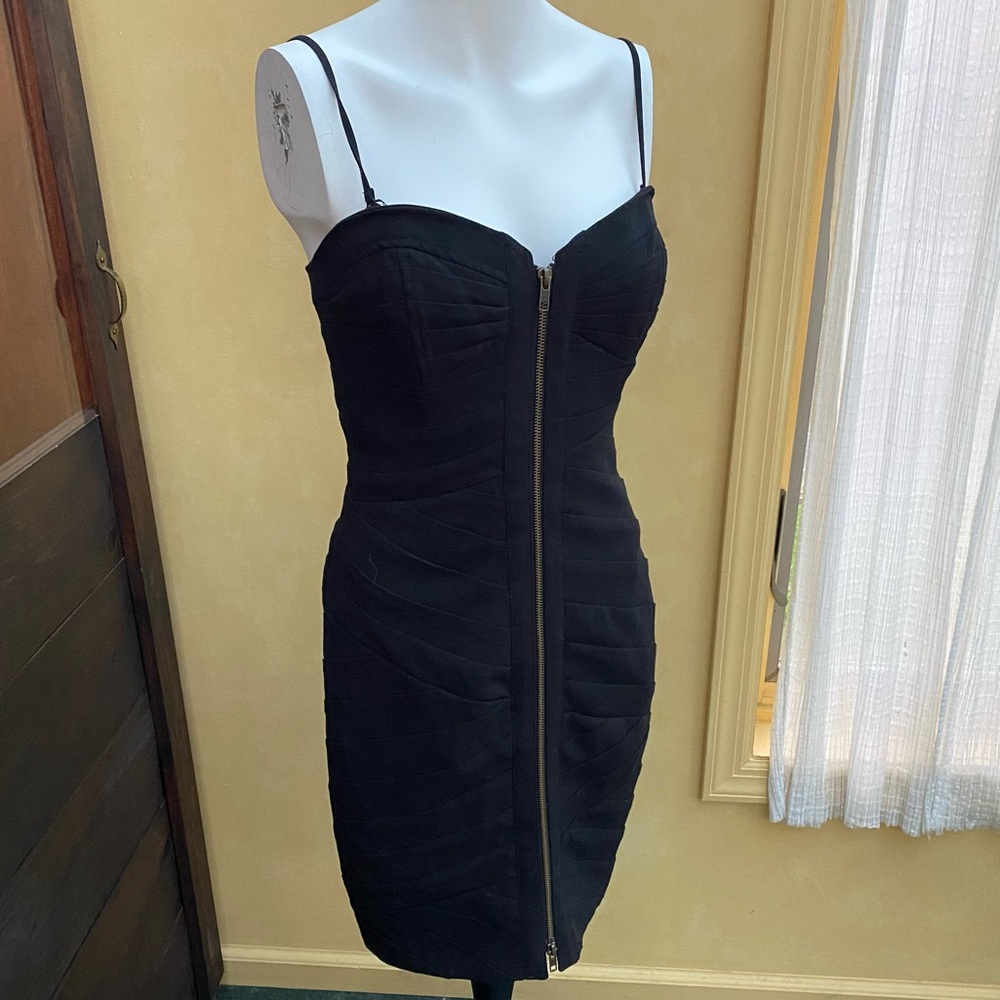 Tracy Reese corset black‎ dress strappy LBD sweetheart neckline size 6